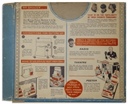 Grocer's Display Stand for Moving Picture Machine Featuring The Three Stooges -- Measures 12.5 x 11 x 7 as Displayed -- Wear & Closed Tears to Machine Cut-Out, Overall Fair to Good Condition